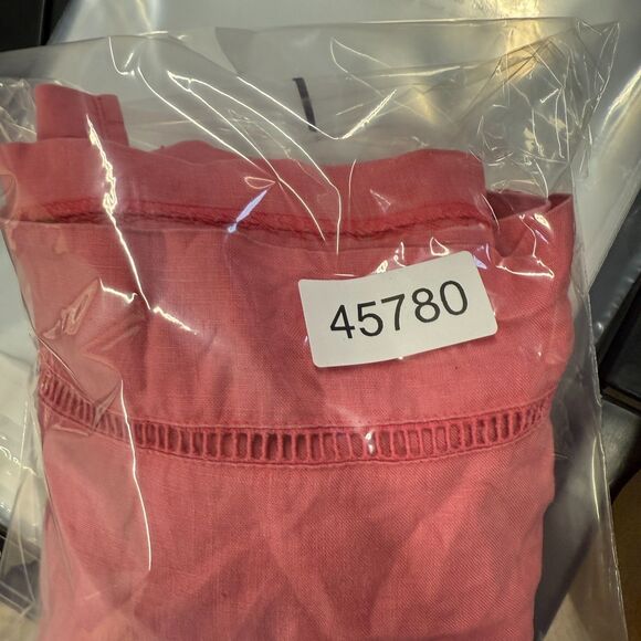 Sag Harbor Shirt Women 6P Petite Pink Button Up Collared Short Sleeve Linen - Picture 6 of 6